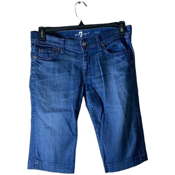 7 For All Mankind Dojo Jeans Bermuda Short Women's Size 8/29 Denim - Picture 1 of 7